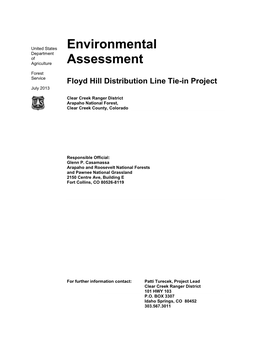 Environmental Assessment (EA) in Compliance with the National Environmental Policy Act (NEPA) and Other Relevant Federal and State Laws and Regulations