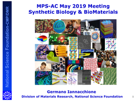 Synthetic Biology & & Biology Synthetic - MPS Germano Iannacchione Germano AC May 2019 Meeting 2019 May AC