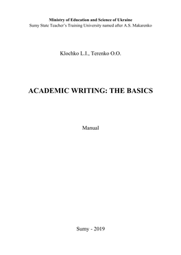 Academic Writing: the Basics