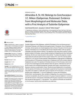 Galipeinae, Rutaceae): Evidence from Morphological and Molecular Data, with a First Analysis of Subtribe Galipeinae