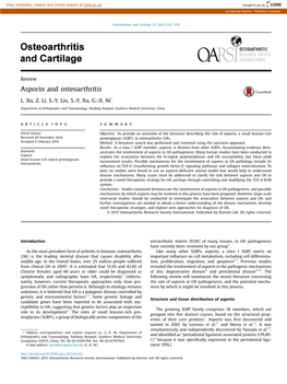 Asporin and Osteoarthritis