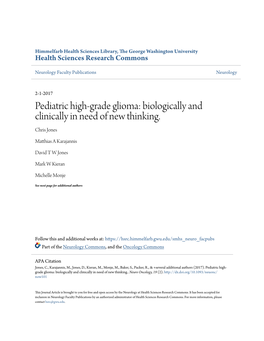 Pediatric High-Grade Glioma: Biologically and Clinically in Need of New Thinking