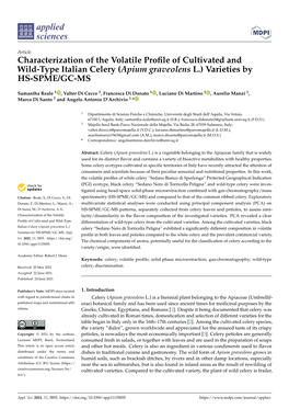 Apium Graveolens L.) Varieties by HS-SPME/GC-MS