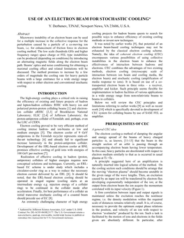 Use of an Electron Beam for Stochastic Cooling* Y