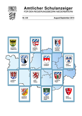 Amtlicher Schulanzeiger FÜR DEN REGIERUNGSBEZIRK NIEDERBAYERN