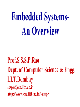 Embedded Systems- an Overview