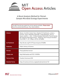 A Novel Analysis Method for Paired-Sample Microbial Ecology Experiments.” Edited by Jean-François Humbert