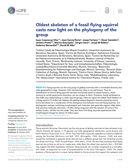 Oldest Skeleton of a Fossil Flying Squirrel Casts New Light on The