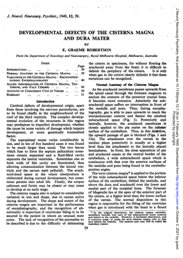 Developmental Defects of the Cisterna Magna and Dura Mater by E