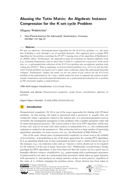 Abusing the Tutte Matrix: an Algebraic Instance Compression for the K-Set-Cycle Problem