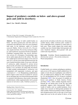 Impact of Predatory Carabids on Below- and Above-Ground Pests and Yield in Strawberry