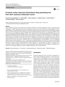 Β-Catenin Nuclear Expression Discriminates Deep Penetrating Nevi from Other Cutaneous Melanocytic Tumors