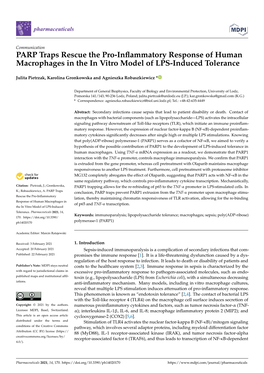 PARP Traps Rescue the Pro-Inflammatory Response Of