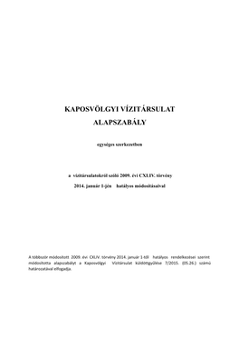 Kaposvölgyi Vízitársulat Alapszabály