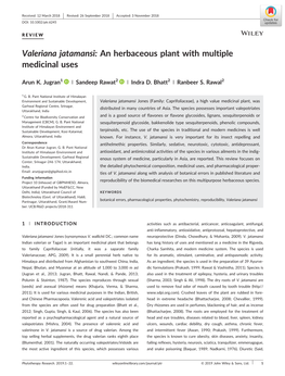 Valeriana Jatamansi: an Herbaceous Plant with Multiple Medicinal Uses