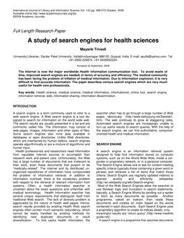 A Study of Search Engines for Health Sciences