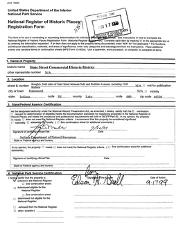 Rtment of the Interior National Park Service National Register of Historic Place Registration Form