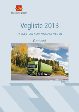 Vegliste 2013 FYLKES- OG Kommunale Veger