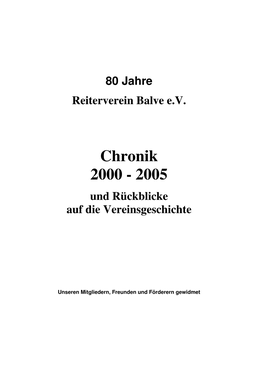 Chronik Reiterverein Balve E.V. (2000-2005)