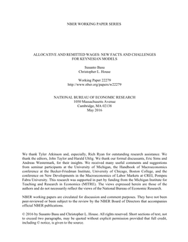 Nber Working Paper Series Allocative and Remitted