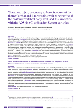 Thecal Sac Injury Secondary to Burst Fractures of the Thoracolumbar And