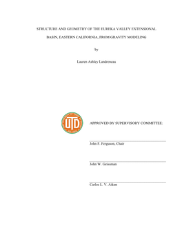 Structure and Geometry of the Eureka Valley Extensional Basin, Eastern California, from Gravity Modeling