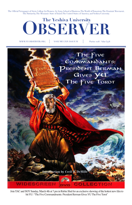 The Yeshiva University OBSERVER VOLUME LXIV ISSUE IV Purim 2018 / Adar 5778