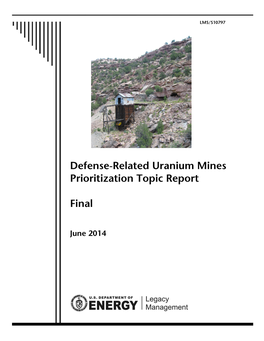 Defense-Related Uranium Mines Prioritization Topic Report Final