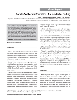 Dandy–Walker Malformation: an Incidental Finding Case Report