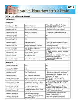 UCLA TEP Seminar Archives TEP Seminars