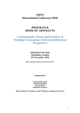 IMNN International Conference 2018: PROGRAM & BOOK OF