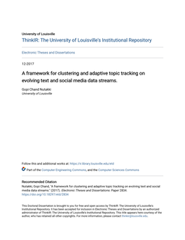 A Framework for Clustering and Adaptive Topic Tracking on Evolving Text and Social Media Data Streams