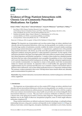 Evidence of Drug–Nutrient Interactions with Chronic Use of Commonly Prescribed Medications: an Update