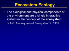 Ecosystem Ecology