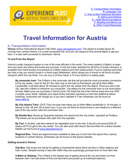 Travel Information for Austria