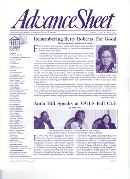 Women Remembering Betty Roberts: for Good Anita Hill Speaks At