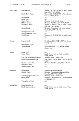 Ch 65, P.47 Environmental Protection[567] IAC 10/9/96, 12/17/97 Black Hawk Beaver Creek Black Hawk Creek Buck Creek Cedar River