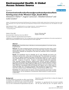 Contamination of Rural Surface and Ground Water by Endosulfan In