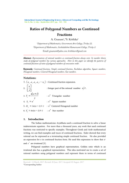 Ratios of Polygonal Numbers As Continued Fractions A