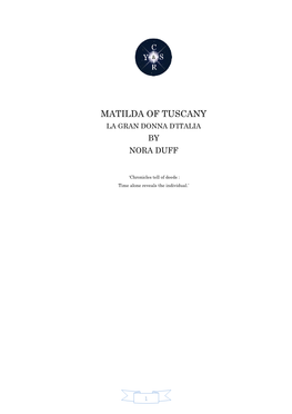 Matilda of Tuscany La Gran Donna D’Italia by Nora Duff