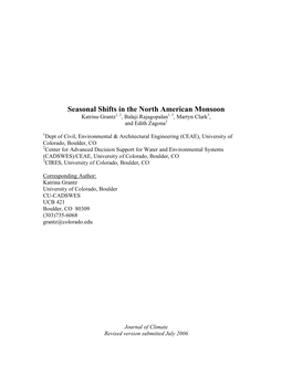 Temporal Variability in the North American Monsoon