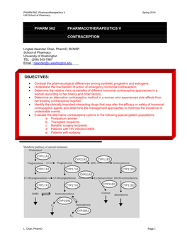 PHARM 562 Pharmacotherapeutics V Spring 2014 UW School of Pharmacy