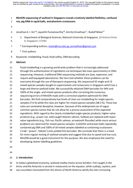 Minion Sequencing of Seafood in Singapore Reveals Creatively Labelled Flatfishes, Confused 2 Roe, Pig DNA in Squid Balls, and Phantom Crustaceans