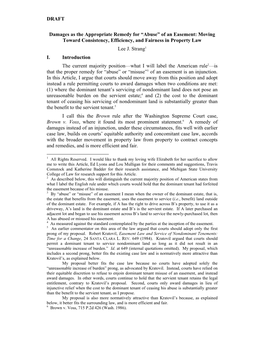 DRAFT Damages As the Appropriate Remedy for “Abuse” of an Easement: Moving Toward Consistency, Efficiency, and Fairness in P