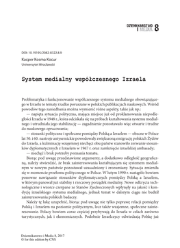 System Medialny Współczesnego Izraela