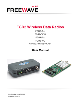 User Manual FGR2 Wireless Data Radios