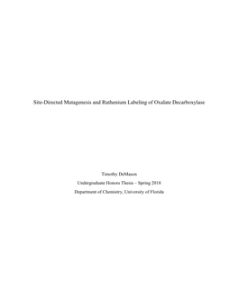 Site-Directed Mutagenesis and Ruthenium Labeling of Oxalate Decarboxylase
