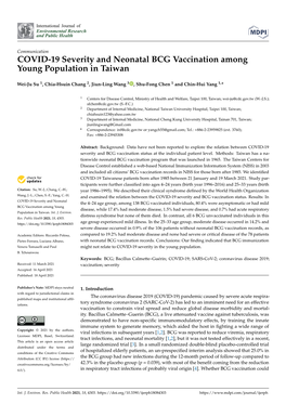 COVID-19 Severity and Neonatal BCG Vaccination Among Young Population in Taiwan