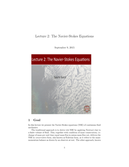 Lecture 2: the Navier-Stokes Equations