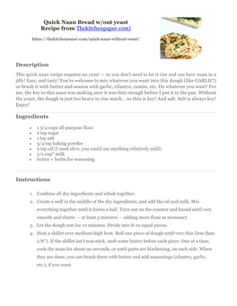 Naan Bread Recipe